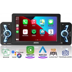 Radio 1DIN Universal FM CarPlay Android Auto Bluetooth...