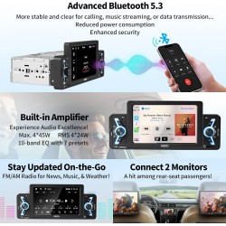 Radio 1DIN Universal GPS FM CarPlay Android Auto Bluetooth USB A2DP