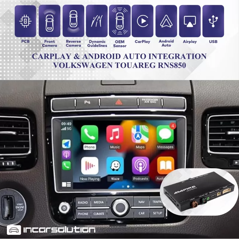 Wireless CarPlay Android Auto Camara VW Touareg RNS850