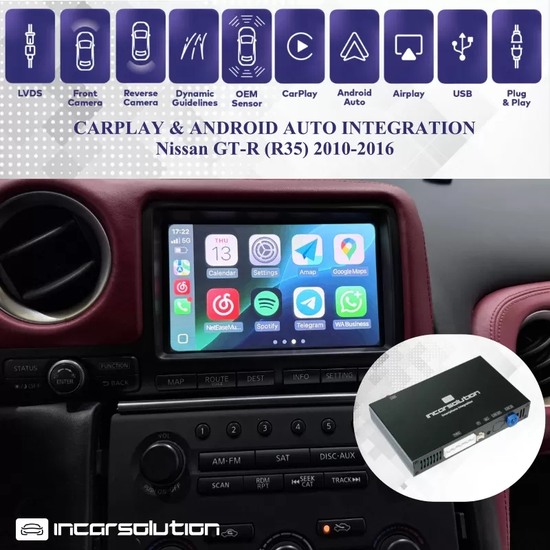 Wireless CarPlay Android Auto Nissan GT-R 2011-2016