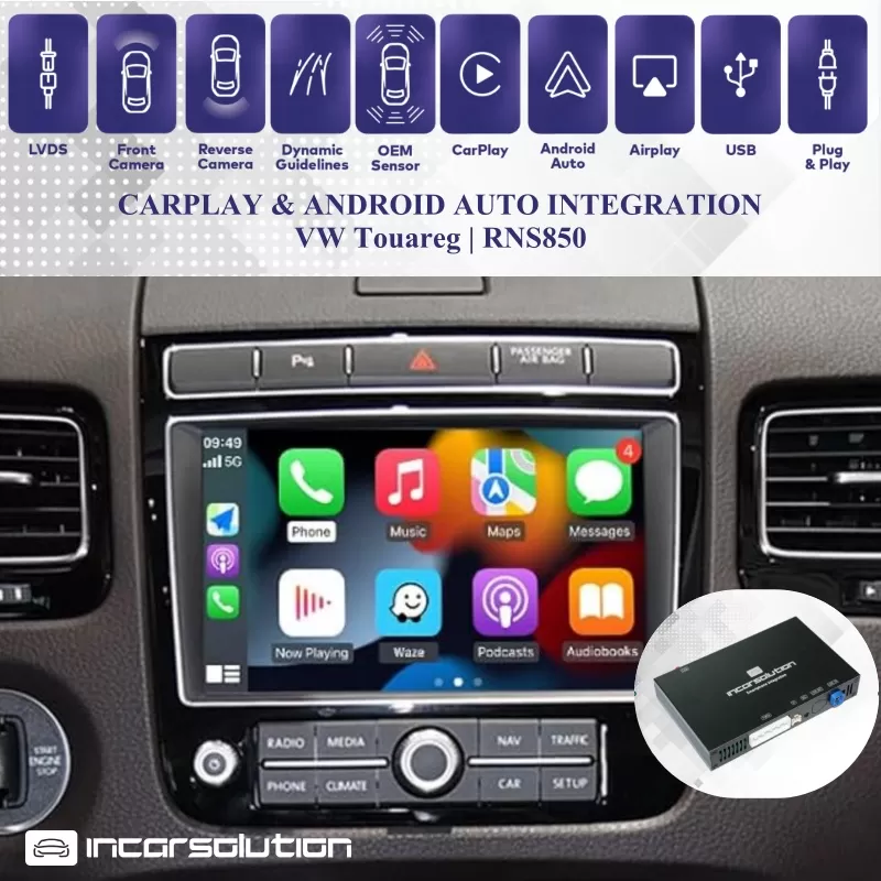 Wireless CarPlay Android Auto Camara VW Touareg RNS850