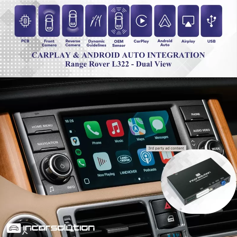 Wireless CarPlay Android Auto Land Rover Denso 2010-2012 Dual View